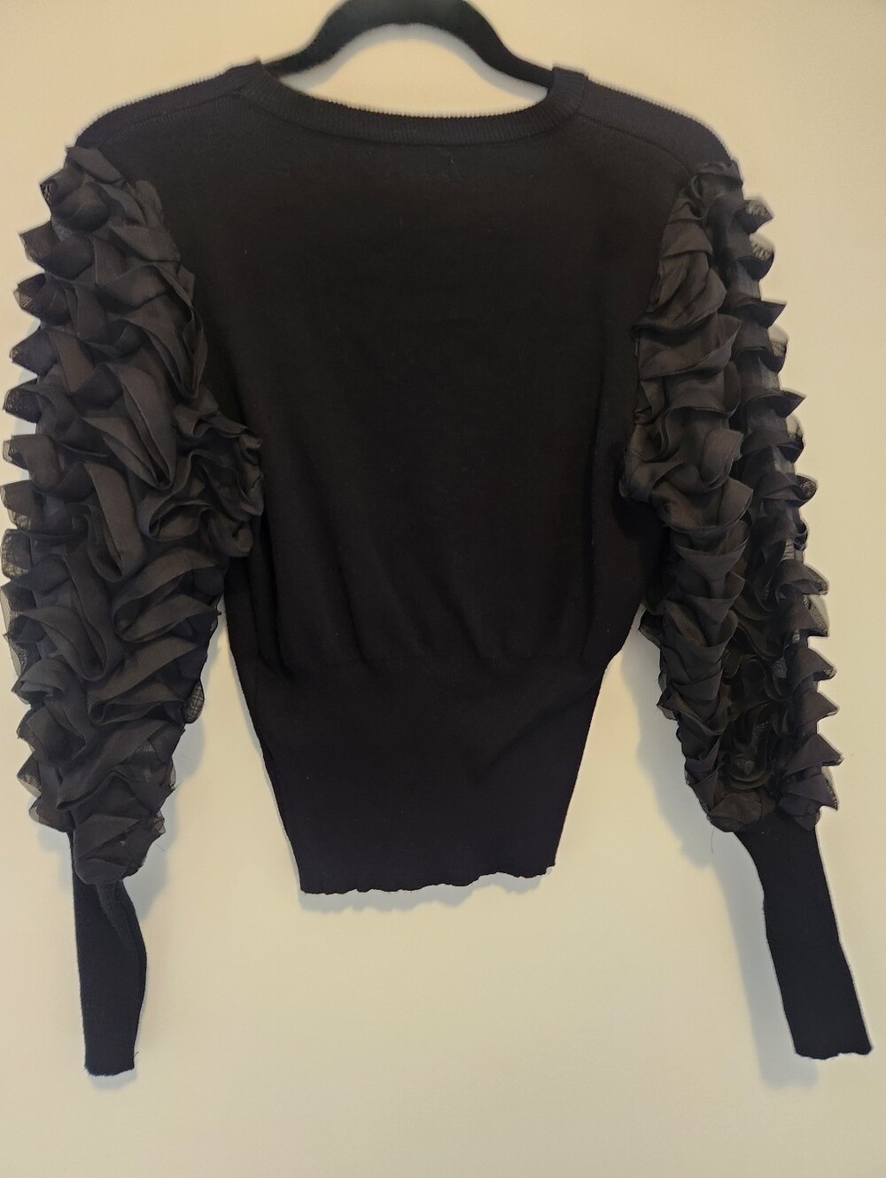QED London Black Ruffle Sleeve Sweater - Picture 6 of 6